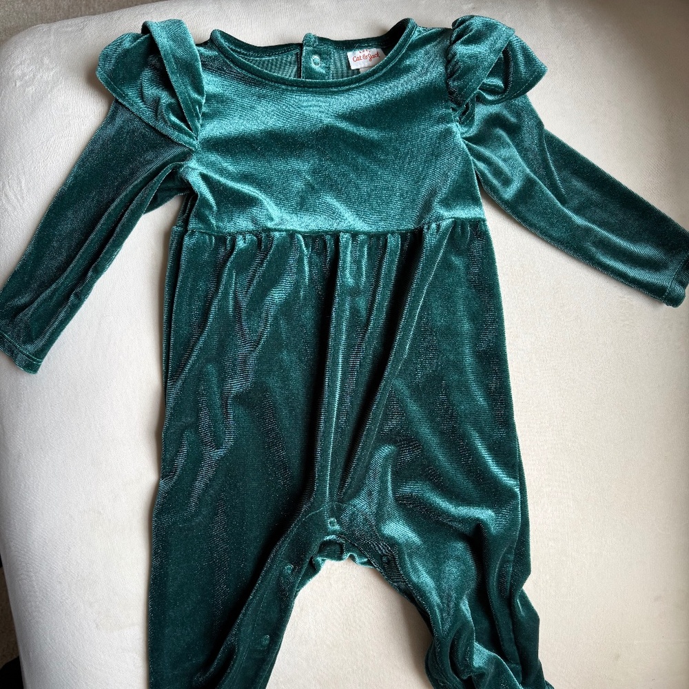 Cat & Jack Teal Velvet Baby Romper